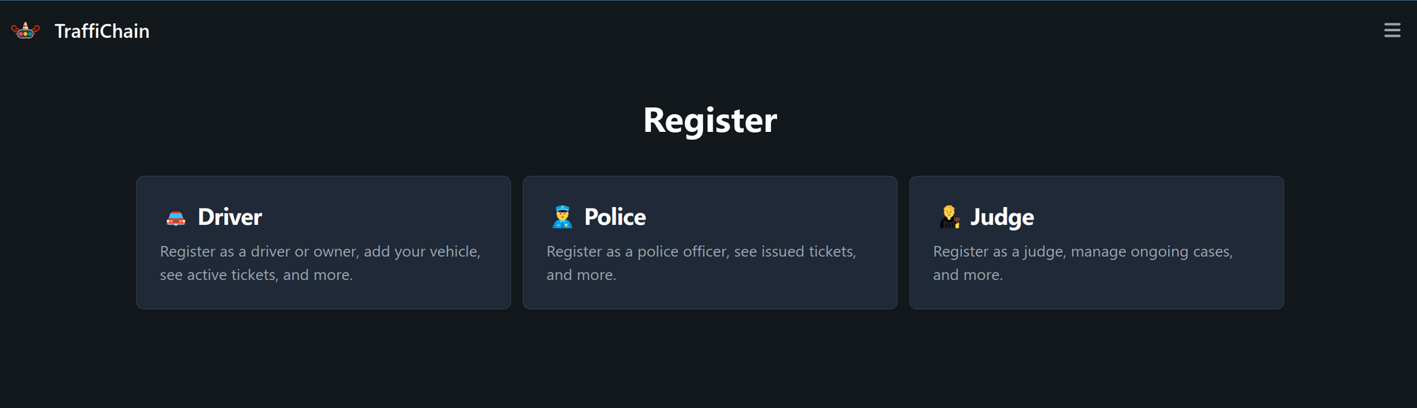 Registration page